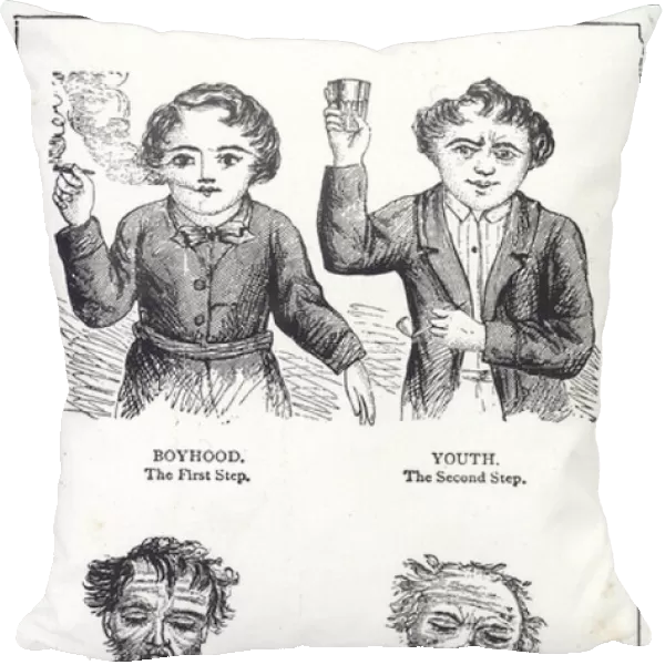Victorian cautionary illustration against drinking alcohol (litho)