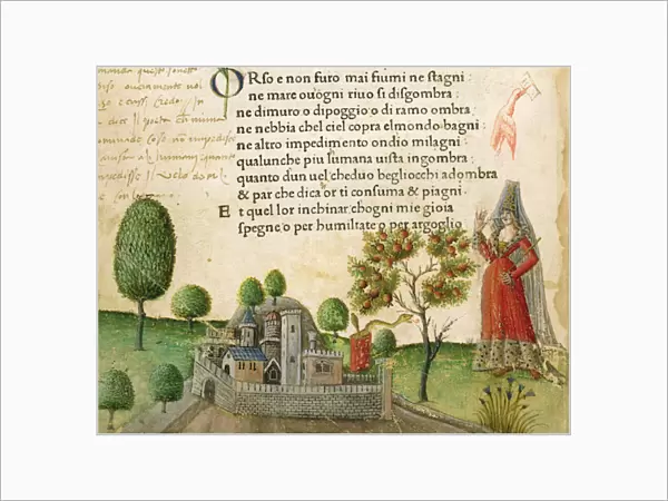 Fol. 17v, Orso e non furo mai fiumi ne stagni, from Canzoniere e Trionfi by Petrarch, c. 1470