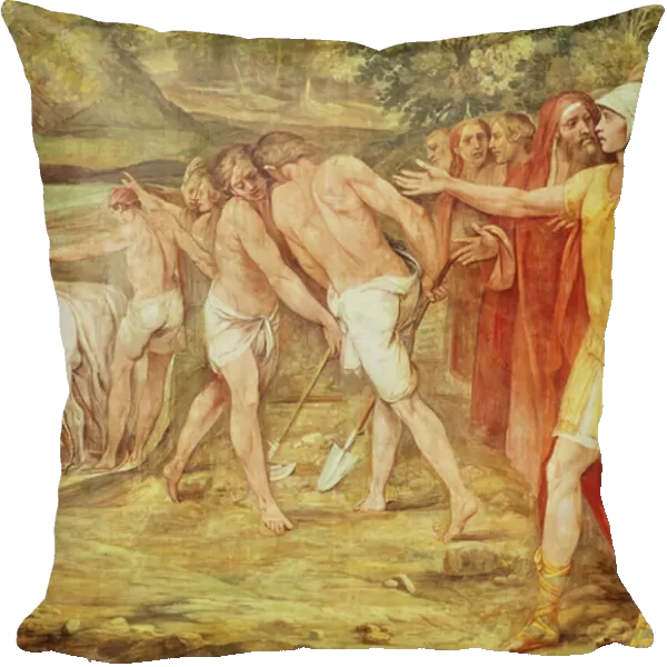 Romulus marking the limits of Rome, from the Sala dei Horatii e Curatii (fresco)