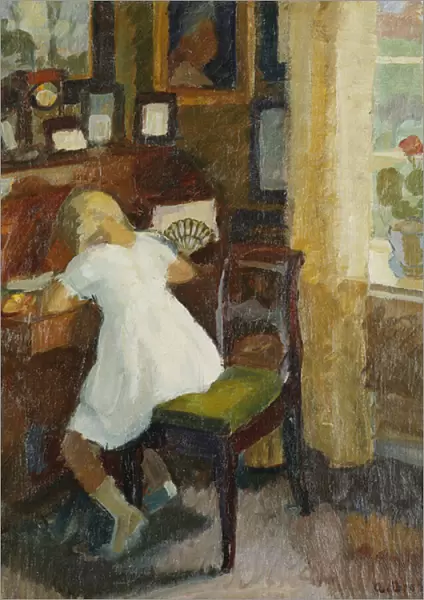 A Girl at a Writing Desk, 1918 (oil on canvas)