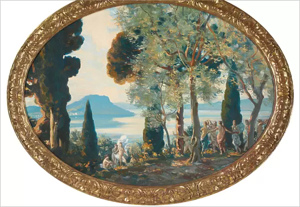 San Vigilio, Italy (oil on oval canvas, framed)