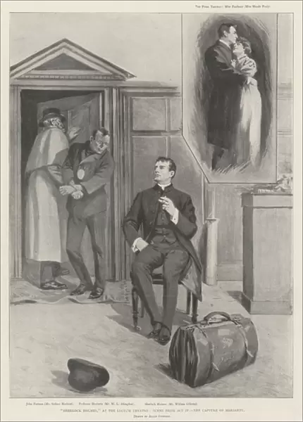 'Sherlock Holmes, 'at the Lyceum Theatre, Scene from Act IV, the Capture of Moriarty (litho)