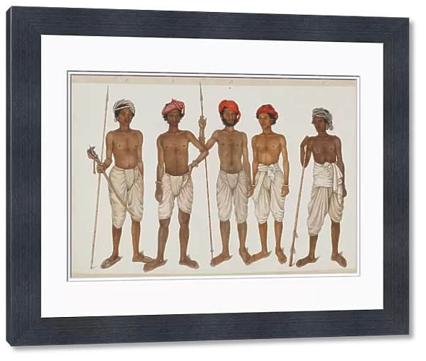 Five Recruits: Ummee Chund, Indur, Goolzaree, Bukhtawur and Juhaz, c. 1815-16 (opaque w  /  c on paper)