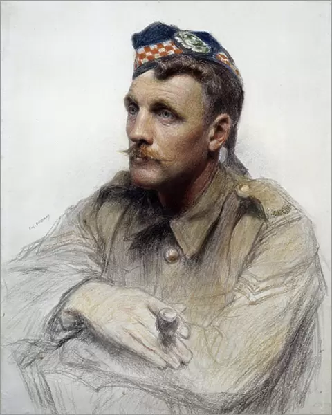 First World War: 'Portrait of a Scottish soldier during the Great War'Drawing by Eugene Bornand (1850-1921) 20th century Paris, Museum of the Legion d Honneur