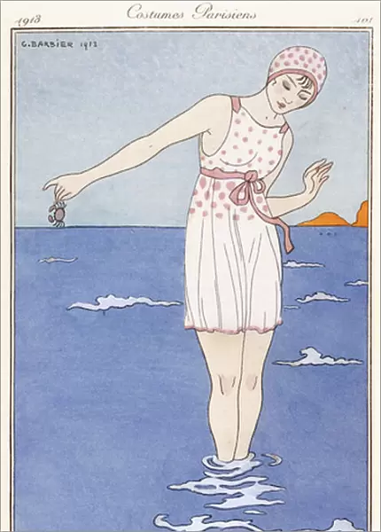 Parisian clothing: Bathing costume, 1913 (coloured print)