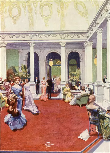 The Foyer, Claridges Hotel, 1904 (colour litho)
