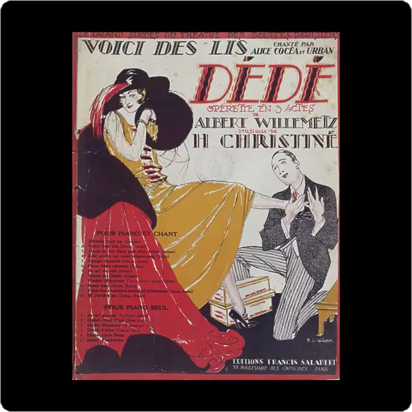 Front cover of a score sheet for extracts from Dede by Albert Willemetz (1887-1962) and Henri Christine (c. 1867-1941), 1921 (colour litho) (see also 177591)
