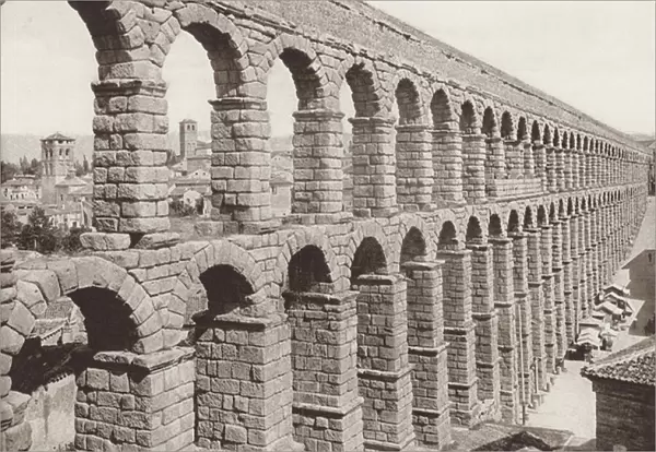 Spain: Segovia, The Roman Aqueduct (b  /  w photo)