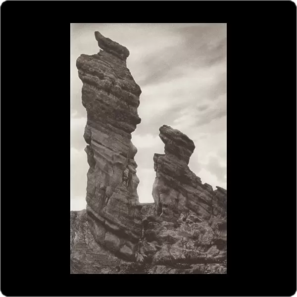 Spain: Rock formations of Autol (b  /  w photo)