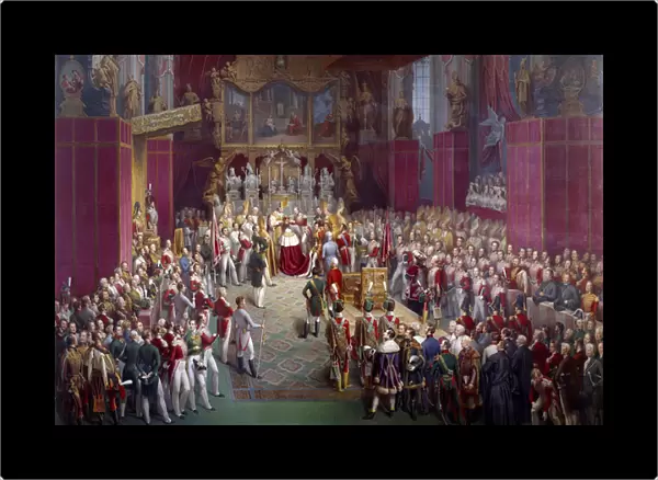 The coronation of the Austrian Emperor Ferdinand I (1793-1875), also King of Boheme under the name of Ferdinand V in the Cathedrale Saint Guy of Prague Painting by Leopold Bucher (1797- after 1858) 1836 Prague