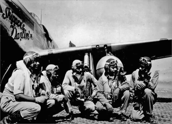 African-American members of the 99th Fighter Squadron of the Air Force at the Anzio Beachhead, February 1944