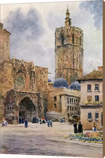 Valencia, Door of the Cathedral (colour litho)
