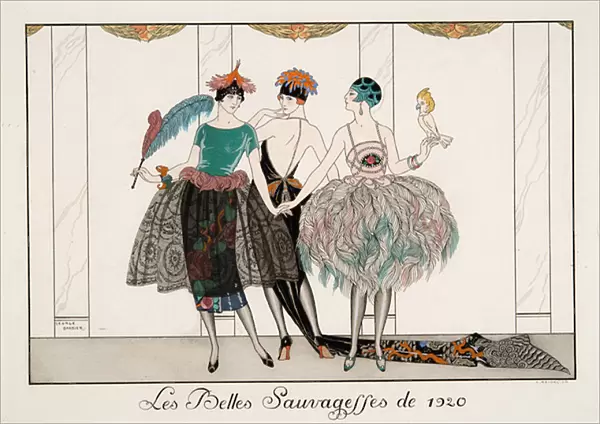 Les Belles Sauvagesses de 1920, engraving by H. Reidel, 1920 (pochoir print)
