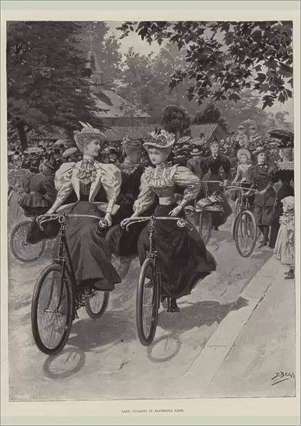 Lady Cyclists in Battersea Park (litho)