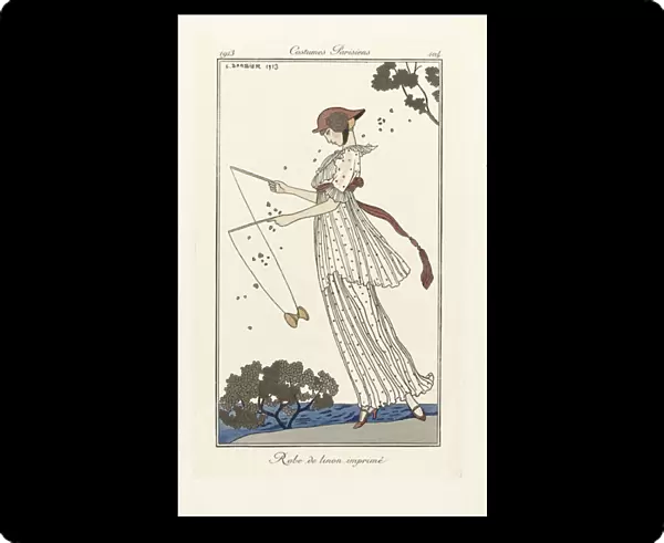 Robe de Linon Imprime, from Costumes Parisien, pub. 1913 (pochoir print)
