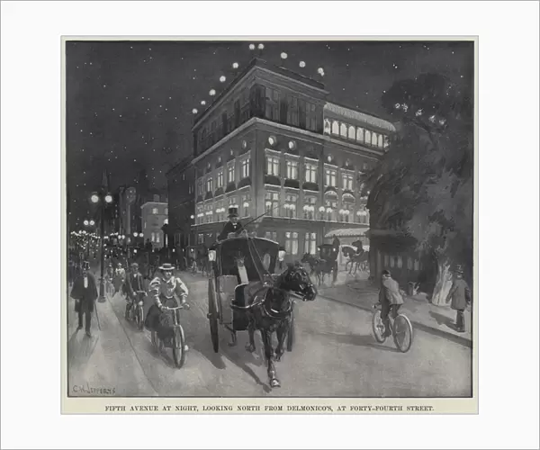 Fifth Avenue at Night, looking North from Delmonico s, at Forty-Fourth Street (litho)