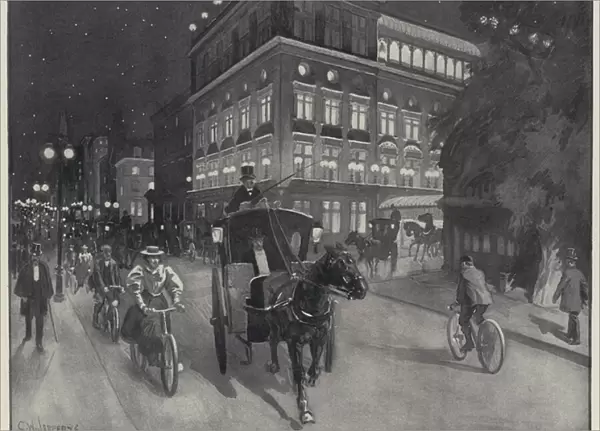 Fifth Avenue at Night, looking North from Delmonico s, at Forty-Fourth Street (litho)