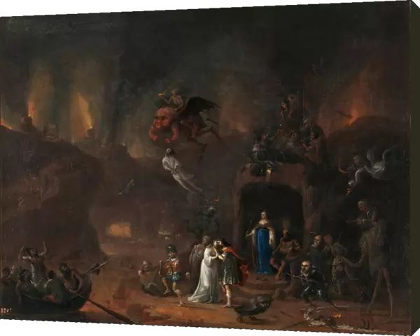 'Orphee et Eurydice aux enfers'(Orpheus and Eurydice in the Hell) Peinture de Pieter Fris (1627-1706) 1652 Dim 61x77 cm Museo del Prado, Madrid