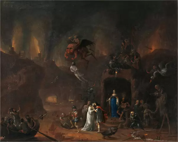 'Orphee et Eurydice aux enfers'(Orpheus and Eurydice in the Hell) Peinture de Pieter Fris (1627-1706) 1652 Dim 61x77 cm Museo del Prado, Madrid