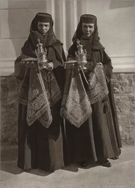 Romania: Nuns of Agapia Monastery (b  /  w photo)