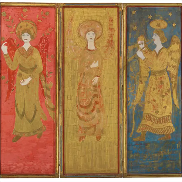 Three-Panel Screen (reverse), c. 1916-17 (oil and gold leaf on gessoed wood)