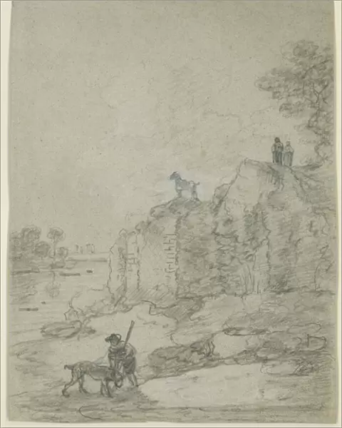 Banks of the Tiber, Rome (chalk on paper)