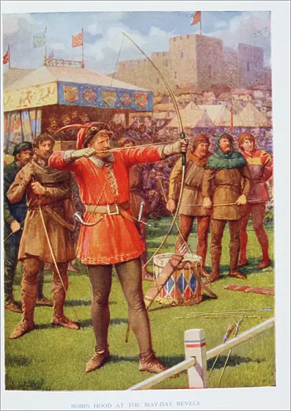 Robin Hood at the May Day Revels, illustration from Robin Hood and his Life in the Merry Greenwood, told by Rose Yeatman Woolf, published by Raphael Tuck, 1910-20 (colour litho)