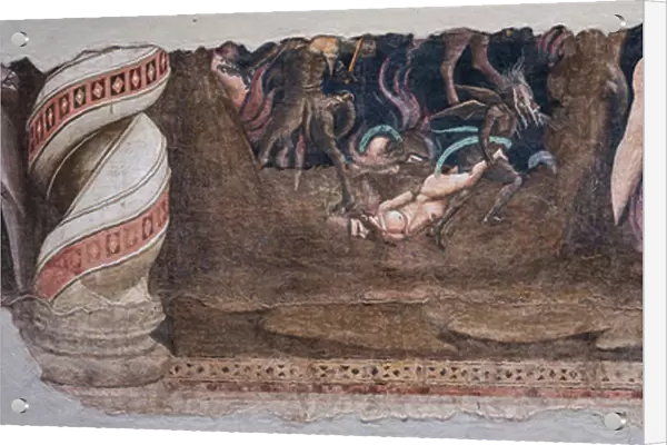 Lucifer clutching two Giants and Antenor, fragment from the cycle of detached frescoes The Triumph of Death, Last Judgement and Hell, c. 1350