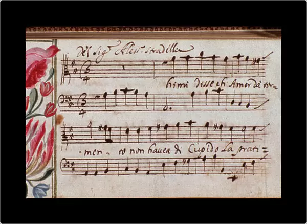 Page of collection of musical scores by Alessandro Stradella, 17th centurymusicale