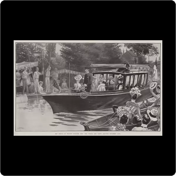 The Prince of Waless Up-River Trip, the Prince and Party leaving Boulters Lock (litho)