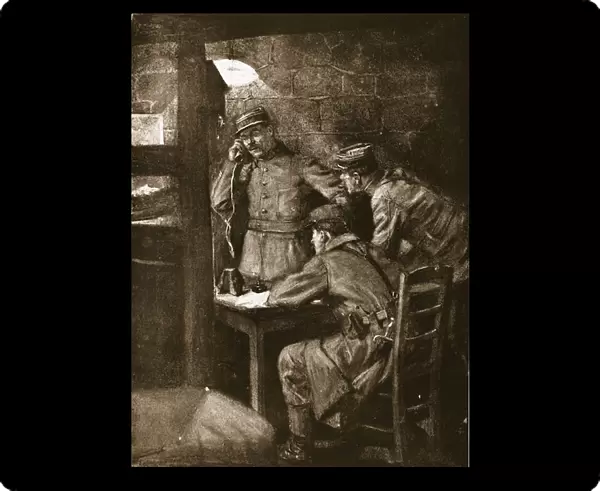 On the telephone - the tragic echoes of fighting, 1915 (litho)