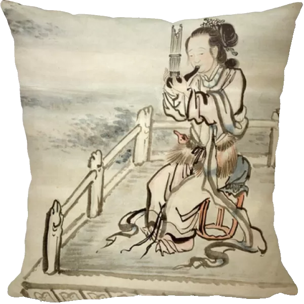 Painted figure, musician. Ink on paper by Yi Jaegwan (1783-1837), art coreen 19th century. National Museum of Korea, Seoul (South Korea)