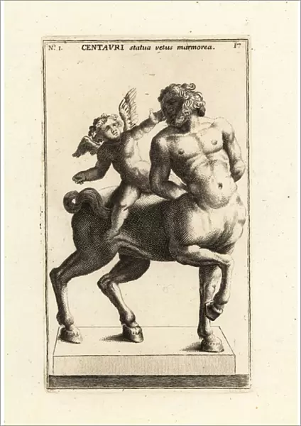Marble statue of a Centaur and Cupid. 1779 (engraving)