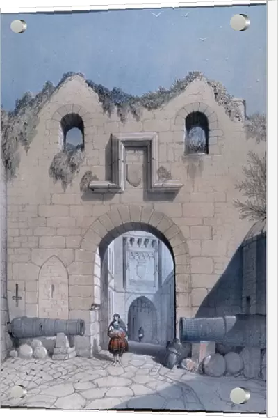 View of the boulevard gate. Mont Saint Michel. Drawing by Emile Sagot Musee Municipal d Avranches (Manche)