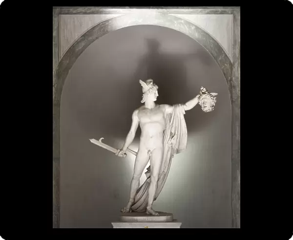 Persee holding the head of Meduse, marble sculpture by Antonio Canova (1757-1822), representnat the heros, son of Danae and Zeus in Greek mythology brandising the head of Meduse, the only mortal Gorgona