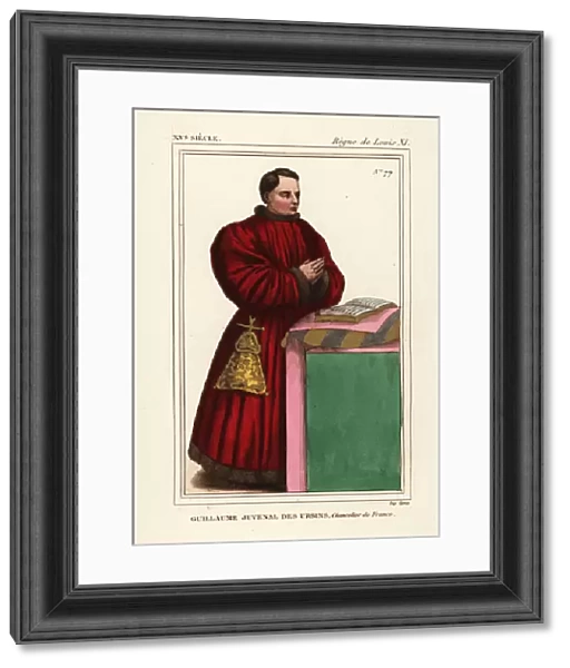 Guillaume Juvenal des Ursins, Chancellor of France, Justice Minister of France 1400-1472. Handcoloured lithograph by Leopold Massard after a painting by Jean Fouquet n Roger de Gaignieres