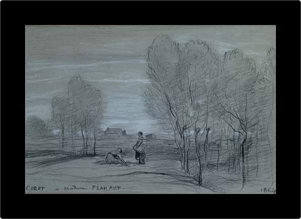 Landscape, 1864 (black & white chalks on paper)