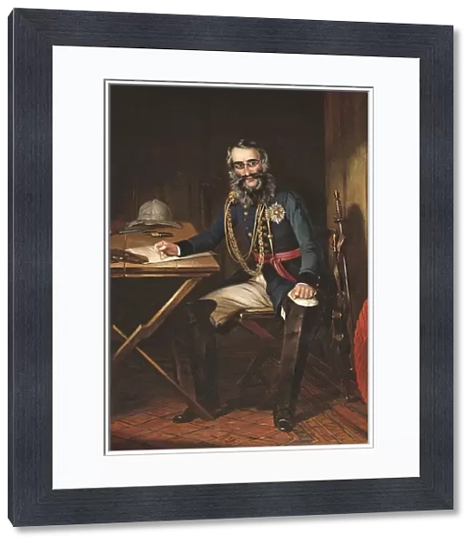 Portrait of General Sir Charles Napier (1782-1853), full-length, seated in an interior, holding a compass (oil on canvas)