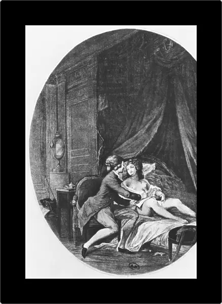 Valmont and Emilie, illustration from Les Liaisons Dangereuses by Pierre Choderlos de Laclos (1741-1803) engraved by Romain Girard (b. c. 1751) 1782 (engraving) (b  /  w photo)