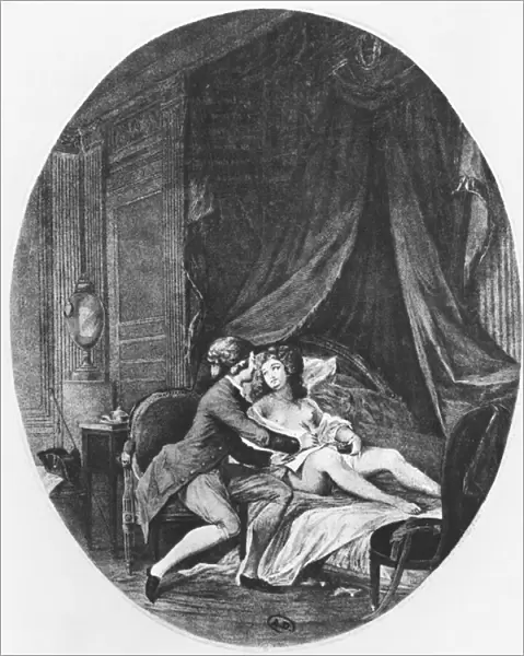 Valmont and Emilie, illustration from Les Liaisons Dangereuses by Pierre Choderlos de Laclos (1741-1803) engraved by Romain Girard (b. c. 1751) 1782 (engraving) (b  /  w photo)
