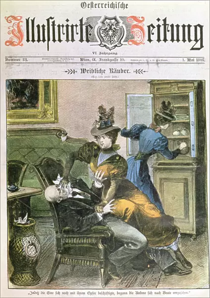 Lady Robbers, front page of the Illustrierte Zeitung, May 1897 (colour litho)