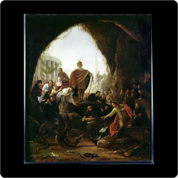 Daniel Killing the Dragon of Baal (oil on canvas)
