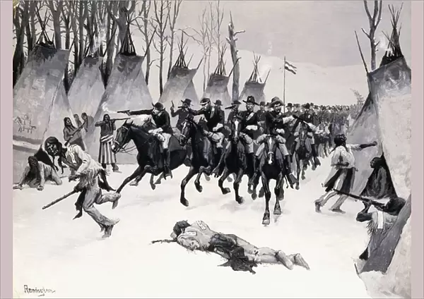 Battle of Washita, 1887-88 (oil en grisaille on board)