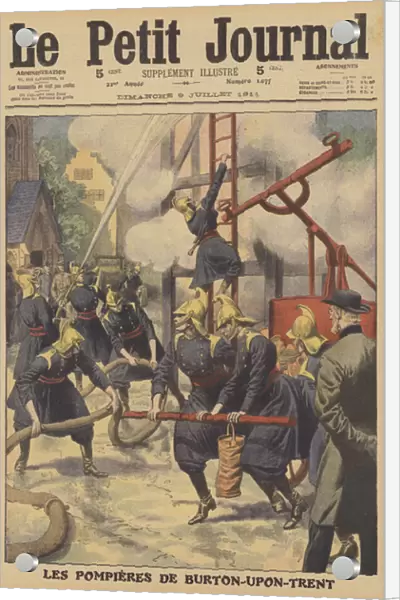 An all-female company of firefighters in Burton-on-Trent (colour litho)