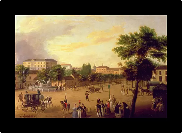View of Cibeles Fountain and the Buenavista Palace in Madrid, 1836 (oil on canvas)