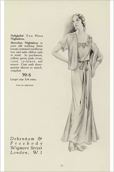 Lingerie and Pyjamas from Debenham and Freebody, 1930s (litho)