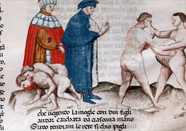 The counterfeiters (song 30 from Hell, in the Divine Comedy - miniature, 15th century)