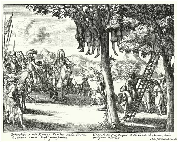 Atrocities committed against Irish Protestants by James II and the Comte d Avaux, 1689 (engraving)
