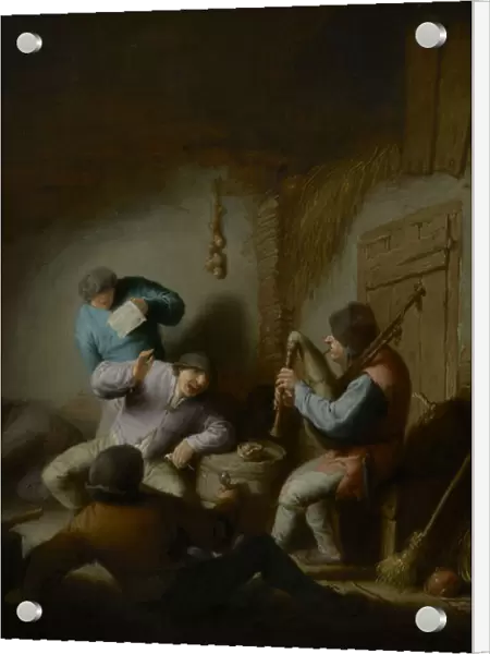 Barn Interior with Peasants making Music, 1633 (oil on panel)
