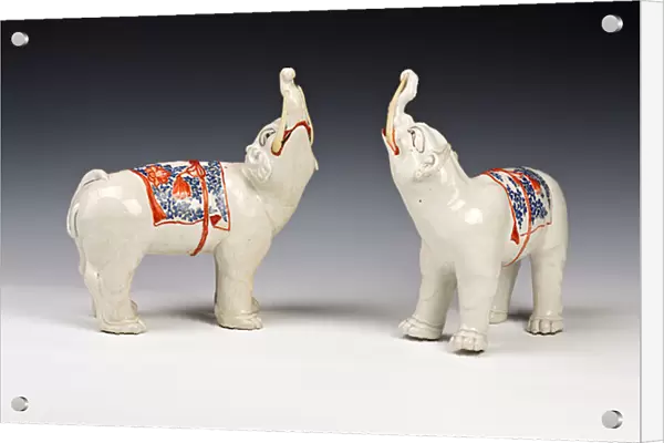 A pair of Kakiemon elephants, Edo Period, late 17th century (porcelain)